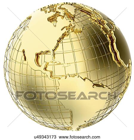 Gold globe showing the Americas View Large Photo Image Stock Image - Gold globe showing the Americas. Fotosearch