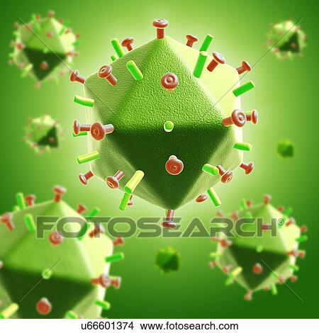 Picture - HIV virus particles, illustration. Fotosearch