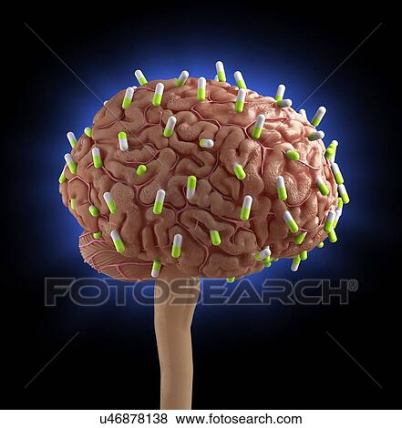 Stock Photo - Human brain made with pills. Fotosearch