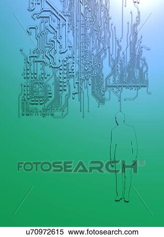 Stock Photography - Human figure and circuit board. Fotosearch