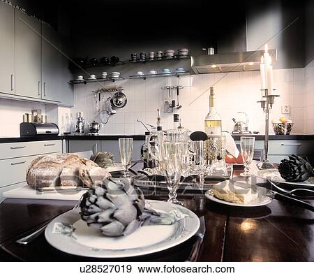 Stock Photo - Kitchen in apartment. Fotosearch