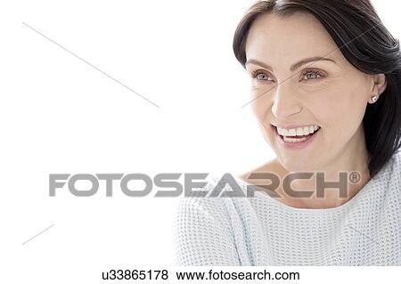 Mid adult woman smiling, portrait View Large Photo Image Stock Photo - Mid adult woman smiling, portrait. Fotosearch