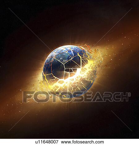 Planet earth exploding View Large Photo Image Stock Photo - Planet earth exploding. Fotosearch