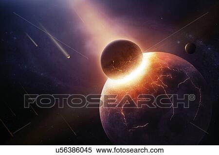 Stock Photography - Planetary collision. Fotosearch