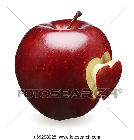 Red apple with heart shape View Large Photo Image Stock Photo - Red apple with heart shape. Fotosearch
