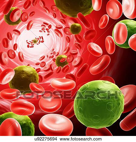 Picture - Rotavirus virus particles in blood, illustration. Fotosearch