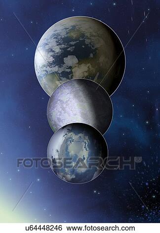 Stock Photograph - Three planets. Fotosearch