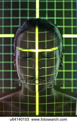 Woman with grid on face View Large Photo Image Stock Image - Woman with grid on face. Fotosearch