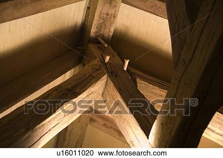 Stock Image - Wooden beams and rafters. Fotosearch