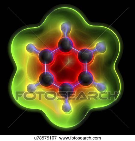 Stock Photo - Benzene aromatic hydrocarbon molecule. Fotosearch