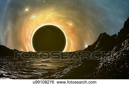 Black hole seen from planet, illustration View Large Photo Image Stock Photograph - Black hole seen from planet, illustration. Fotosearch