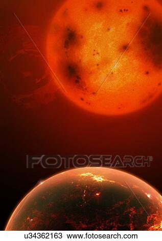 Stock Image - Exoplanet Kepler 1649b, illustration. Fotosearch