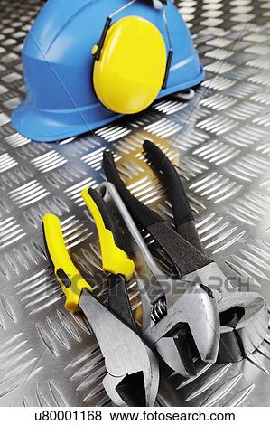 Hardhat and tools View Large Photo Image Stock Photo - Hardhat and tools. Fotosearch