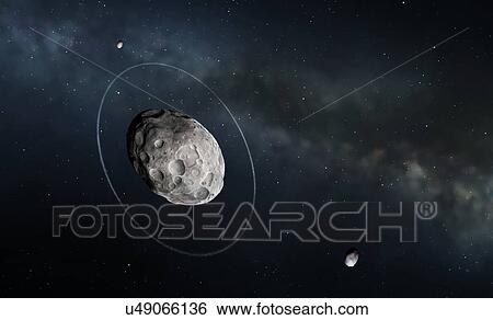 Stock Photograph - Haumea and moons, illustration. Fotosearch