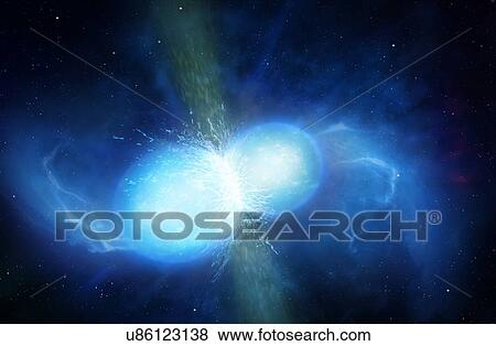 Stock Photo - Merging neutron stars, illustration. Fotosearch