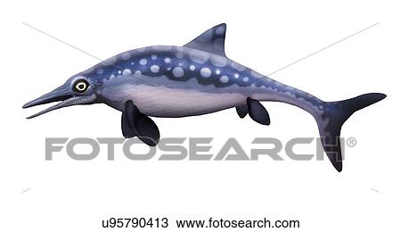 Stock Image - Ophthalmosaurus marine reptile, illustration. Fotosearch