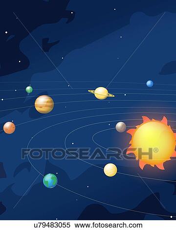 Orbites De Planètes Dans Système Solaire Illustration Banques De Photographies