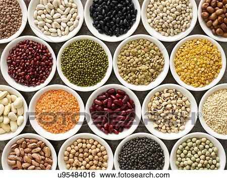 Pulses in white bowls View Large Photo Image Stock Photograph - Pulses in white bowls. Fotosearch