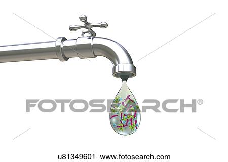Stock Image - Safety of drinking water, conceptual illustration. Fotosearch