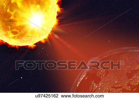 Solar flare hitting Earth, illustration View Large Photo Image Stock Image - Solar flare hitting Earth, illustration. Fotosearch