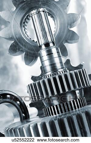 Stock Image - Steel gears and pinions. Fotosearch