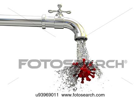Stock Image - Water-borne viruses, conceptual illustration. Fotosearch
