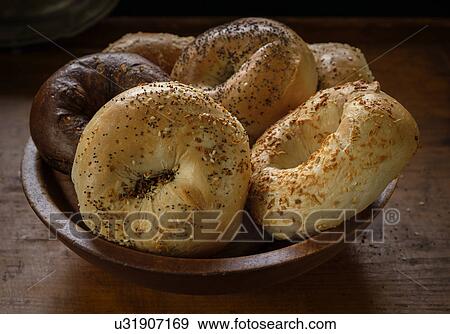 Bagels in bowl View Large Photo Image Stock Photo - Bagels in bowl. Fotosearch