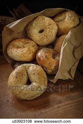 Stock Photo - Bagels lying on table. Fotosearch