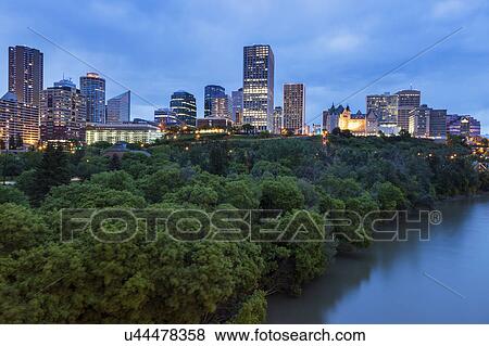 Canada, Alberta, Edmonton, Cityscape with trees and river View Large Photo Image Stock Photo - Canada, Alberta, Edmonton, Cityscape with trees and river. Fotosearch