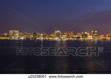 Canada, Nova Scotia, Halifax, City at dusk View Large Photo Image Stock Image - Canada, Nova Scotia, Halifax, City at dusk. Fotosearch