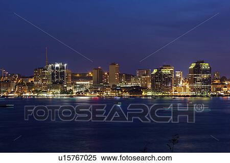 Canada, Nova Scotia, Halifax, City at dusk View Large Photo Image Stock Photography - Canada, Nova Scotia, Halifax, City at dusk. Fotosearch