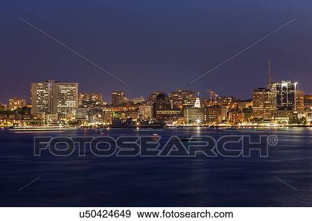 Stock Photo - Canada, Nova Scotia, Halifax, City seen over water. Fotosearch