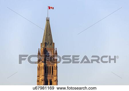 Stock Photo - Canada, Ontario, Ottawa, Peace Tower against clear sky. Fotosearch