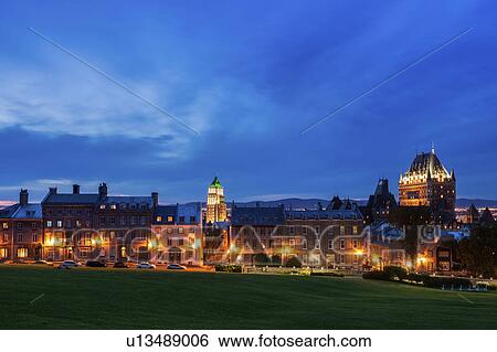 Canada, Quebec, Quebec City, Old architecture at dusk View Large Photo Image Stock Photograph - Canada, Quebec, Quebec City, Old architecture at dusk. Fotosearch