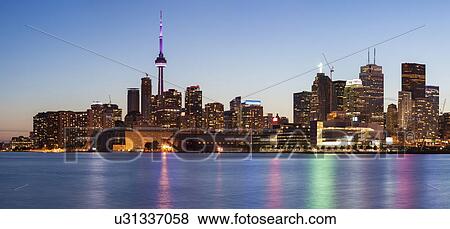 Canada, Toronto, Skyline at dusk View Large Photo Image Stock Photo - Canada, Toronto, Skyline at dusk. Fotosearch
