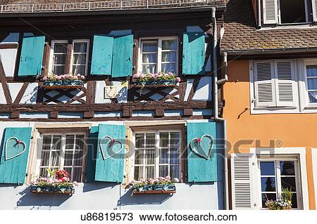 France, Grand Est, Colmar, Facade of traditional cottage View Large Photo Image Stock Image - France, Grand Est, Colmar, Facade of traditional cottage. Fotosearch