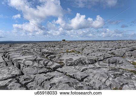 Stock Image - Ireland, Clare County, Burren, Limestone landscape. Fotosearch