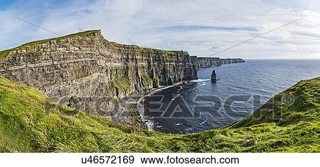 Stock Photo - Ireland, Clare County, Landscape of Cliffs of Moher. Fotosearch