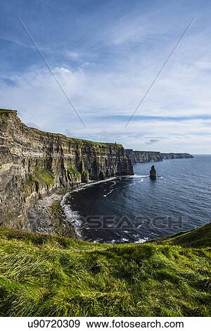Stock Photo - Ireland, Clare County, Landscape of Cliffs of Moher. Fotosearch