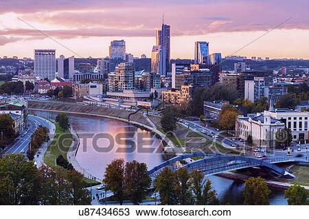 Lithuania, Vilnius, Cityscape in morning light View Large Photo Image Stock Image - Lithuania, Vilnius, Cityscape in morning light. Fotosearch