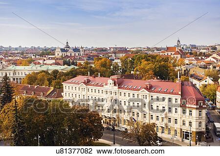 Lithuania, Vilnius, Cityscape of old town View Large Photo Image Stock Image - Lithuania, Vilnius, Cityscape of old town. Fotosearch