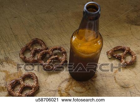 Stock Image - Pretzels with beer. Fotosearch
