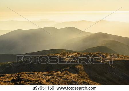 Stock Photo - Ukraine, Zakarpattia region, Rakhiv district, Carpathians, Chornohora, mountain Hoverla, mountain Petros. Fotosearch