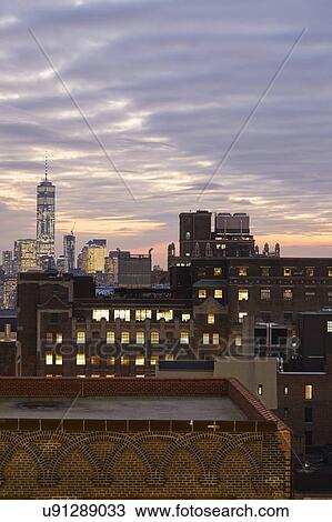 USA, New York, New York City, Cityscape at dusk View Large Photo Image Stock Image - USA, New York, New York City, Cityscape at dusk. Fotosearch