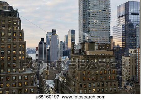 USA, New York, New York City, Skyscrapers and office buildings View Large Photo Image Stock Photo - USA, New York, New York City, Skyscrapers and office buildings. Fotosearch