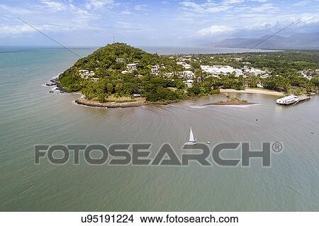 Picture - Australia, Queensland, Blue sky over coastline. Fotosearch