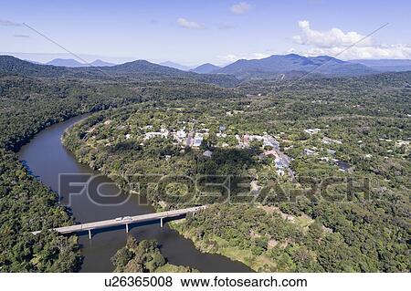 Australia, Queensland, Landscape with bridge and mountain range in background View Large Photo Image Stock Photo - Australia, Queensland, Landscape with bridge and mountain range in background. Fotosearch