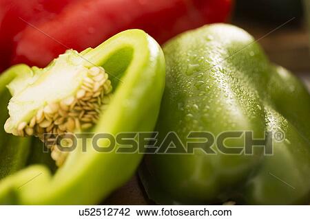 Stock Image - Close-up of green bell pepper. Fotosearch