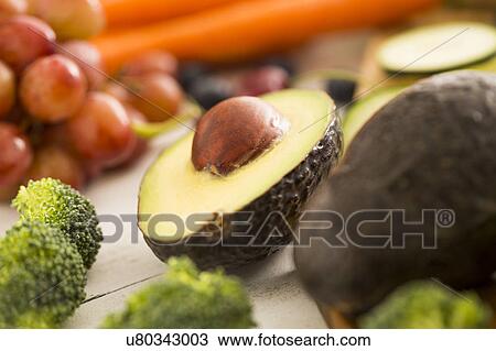 Close-up of halved avocado View Large Photo Image Stock Image - Close-up of halved avocado. Fotosearch