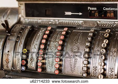 Close up of vintage cash register View Large Photo Image Stock Image - Close up of vintage cash register. Fotosearch